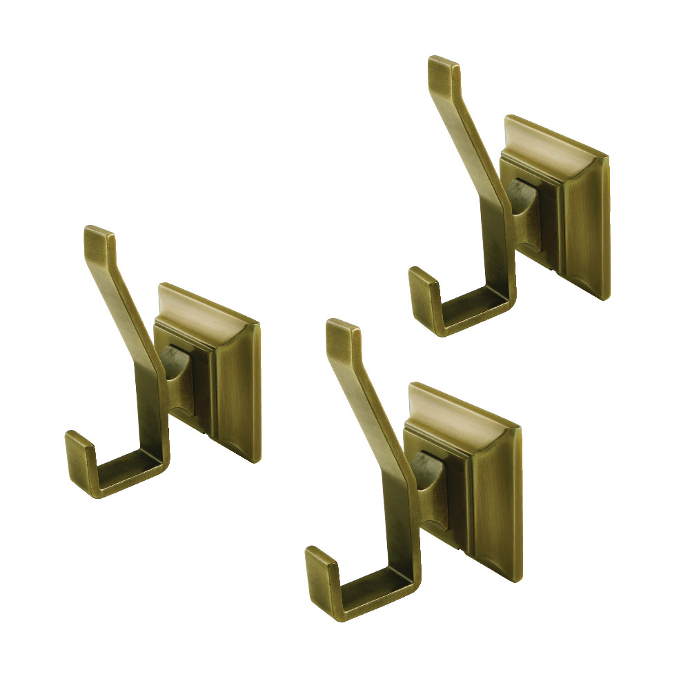 Monarch Bathroom Robe Hook & Towel, Antique Brass - 3 Piece
