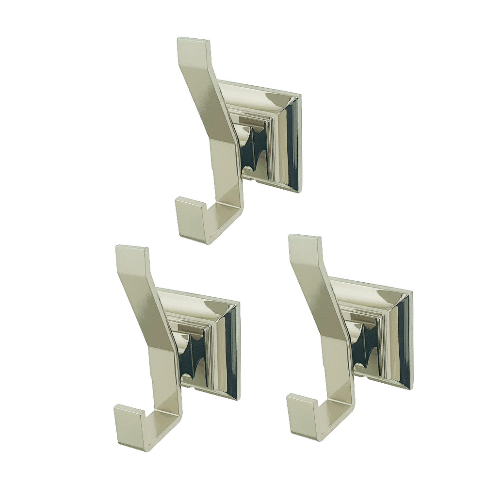 Monarch Bathroom Robe Hook & Towel, Polished Nickel - 3 Piece