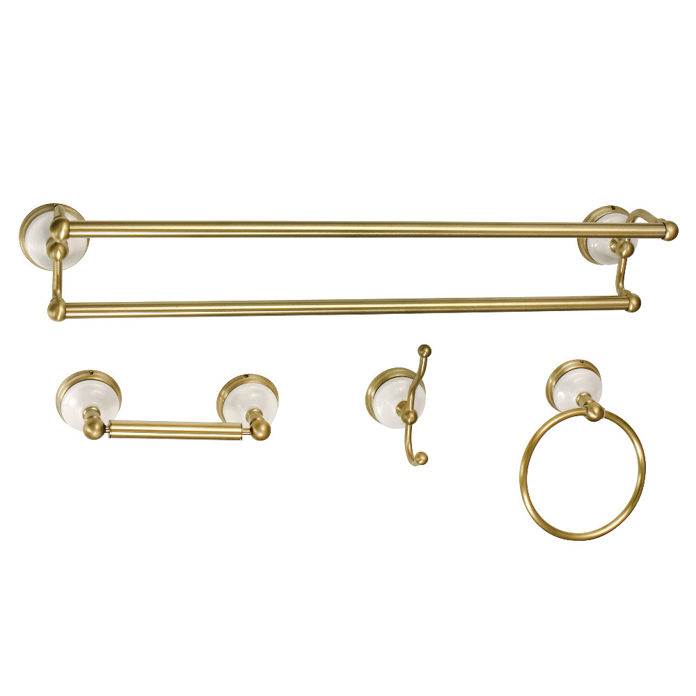 BAK1113478BB Victorian Dual Towel Bar Bathroom Hardware Set, Brushed Brass - 4 Piece