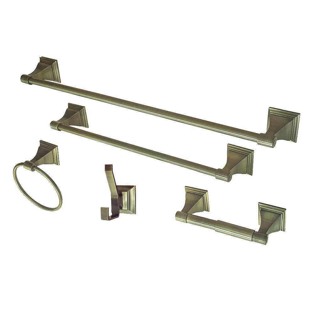 BAHK61212478AB Monarch Bathroom Accessory Set, Antique Brass - 5 Piece