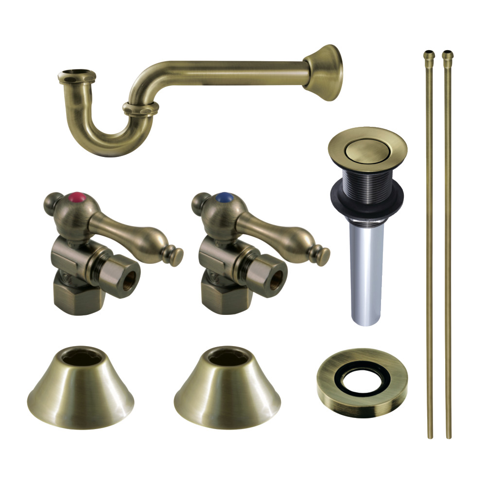 Picture of Kingston Brass CC43103VKB30 Traditional Plumbing Sink Trim Kit with P-Trap & Drain, Antique Brass