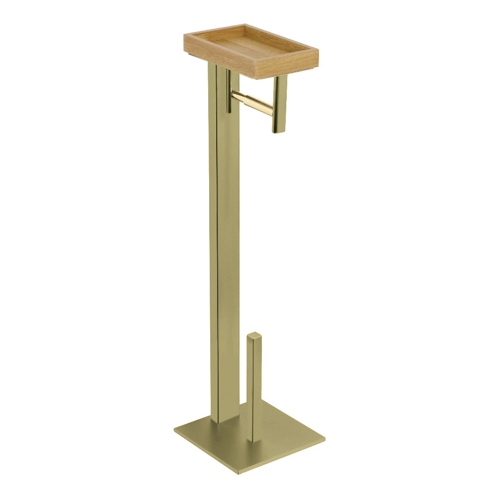 Edenscape Freestanding Toilet Paper Holder with Storage Shelf, Brushed Brass