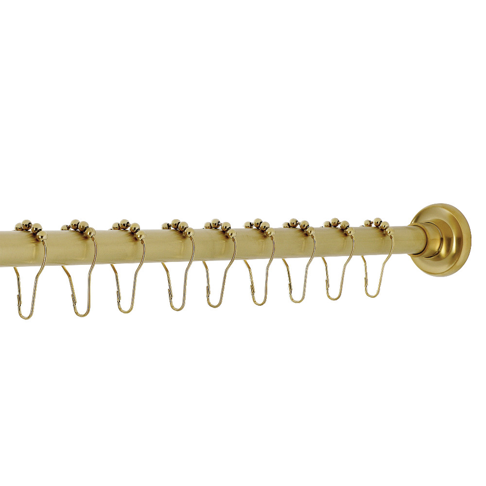 KSR607 72 in. Edenscape Adjustable Stainless Steel Shower Curtain Rod with Rings, Brushed Brass