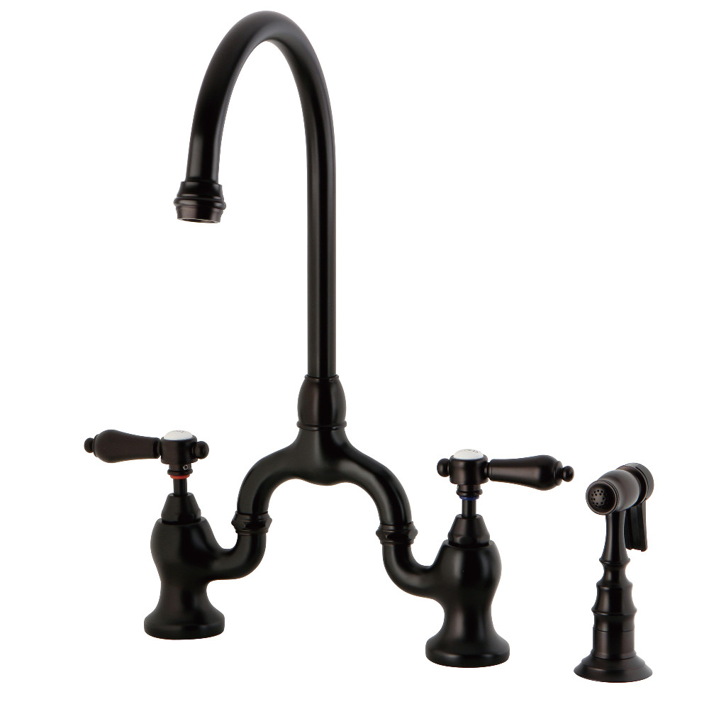 Picture of Kingston Brass KS7795BALBS Heirloom Bridge Kitchen Faucet with Brass Sprayer, Oil Rubbed Bronze