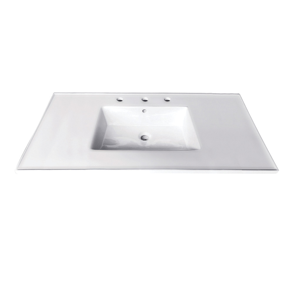 37 in. Fauceture Continental Ceramic Vanity Top - 8 in. 3-Hole, White