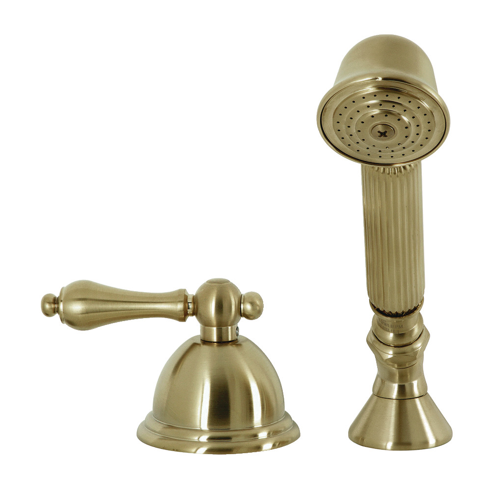 Deck Mount Hand Shower with Diverter for Roman Tub Faucet, Brushed Brass