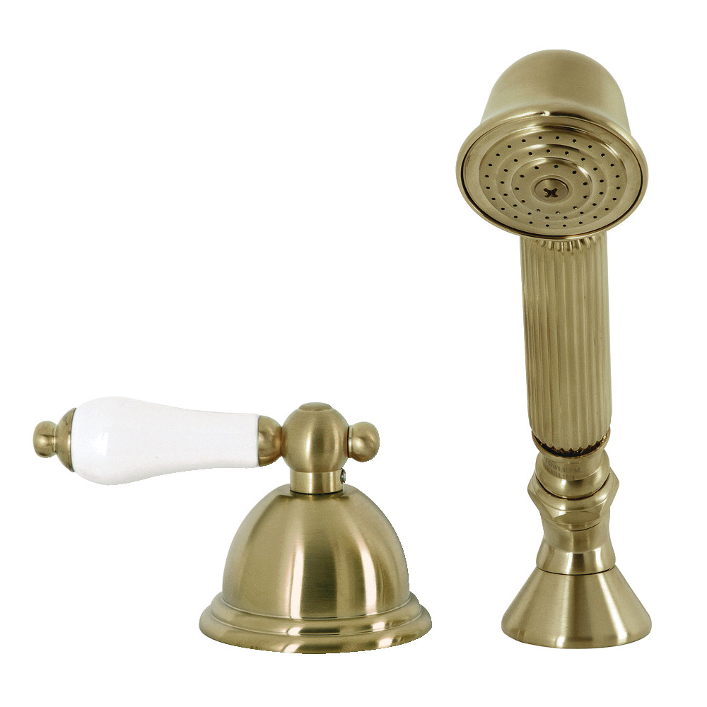 Deck Mount Hand Shower with Diverter for Roman Tub Faucet, Brushed Brass