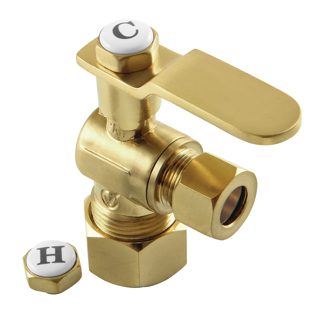 0.625 x 0.375 in. O.D. Comp Whitaker Angle Stop Valve, Polished Brass