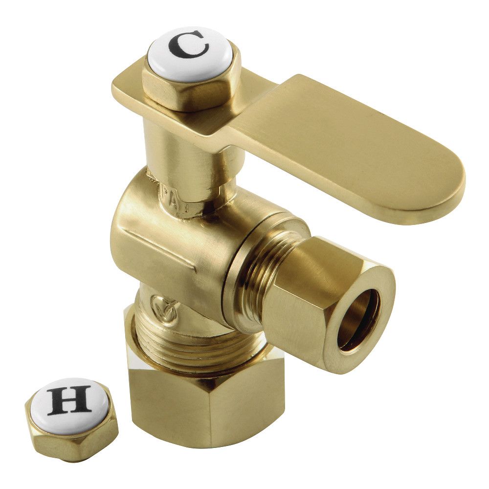 KL5330BB 0.625 x 0.375 in. O.D. Comp Whitaker Angle Stop Valve, Brushed Brass