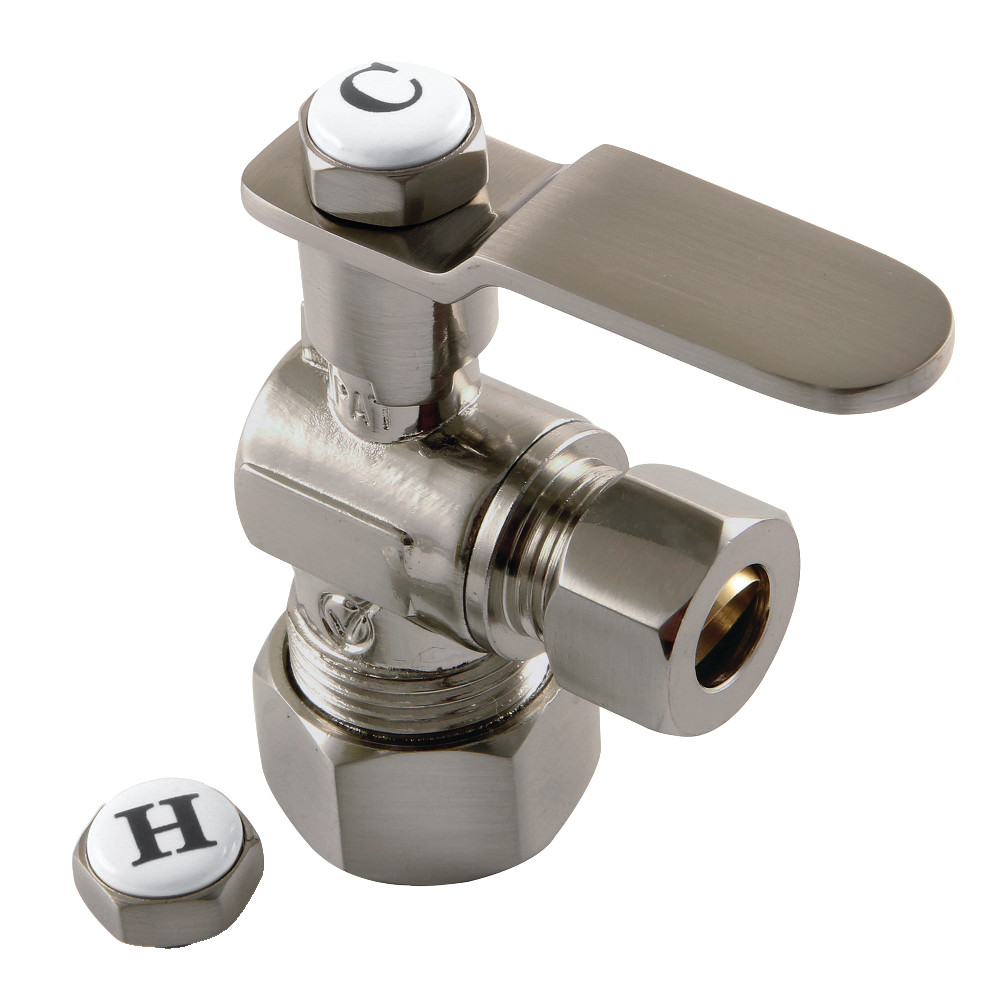 0.625 x 0.375 in. O.D. Comp Whitaker Angle Stop Valve, Brushed Nickel