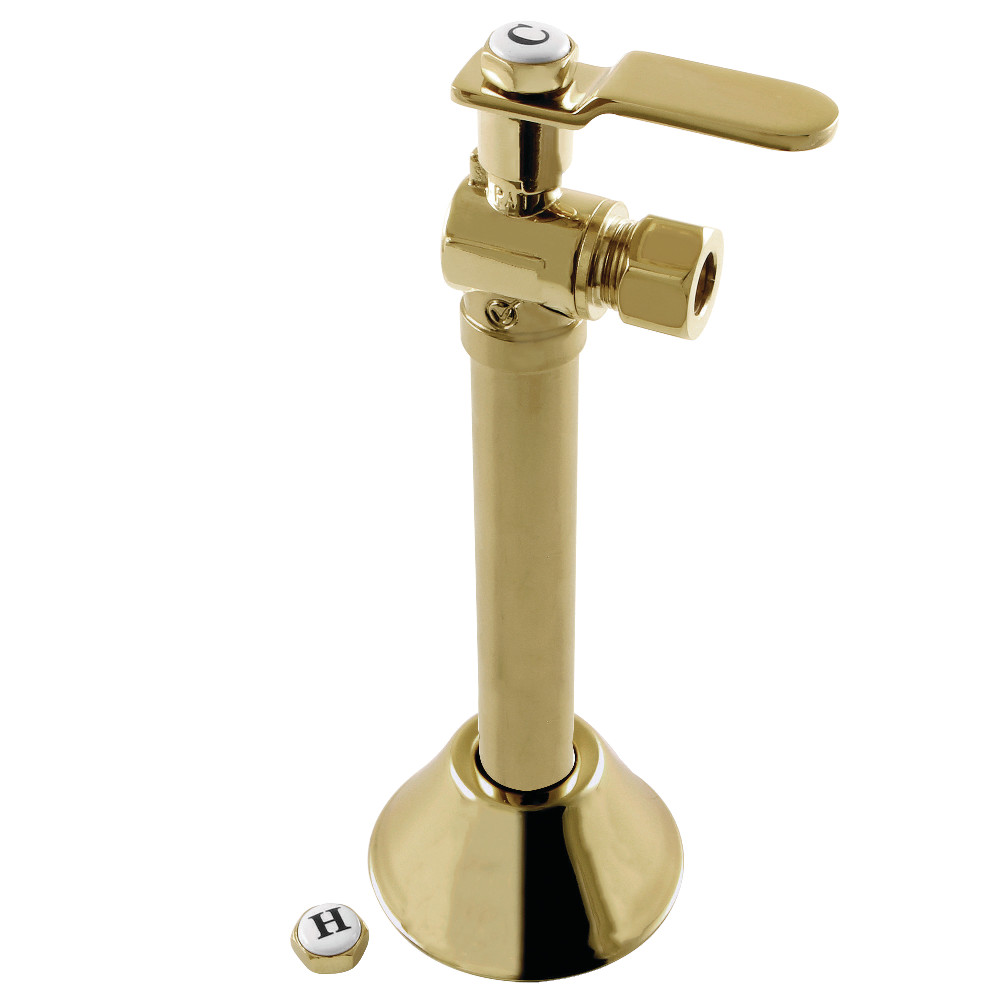 CA8320PB 0.5 Sweat x 0.375 in. O.D. Comp Whitaker Angle Stop Valve with 5 in. Extension, Polished Brass