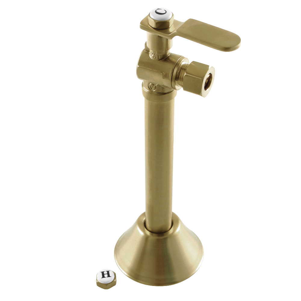 CA8320BB 0.5 Sweat x 0.375 in. O.D. Comp Whitaker Angle Stop Valve with 5 in. Extension, Brushed Brass