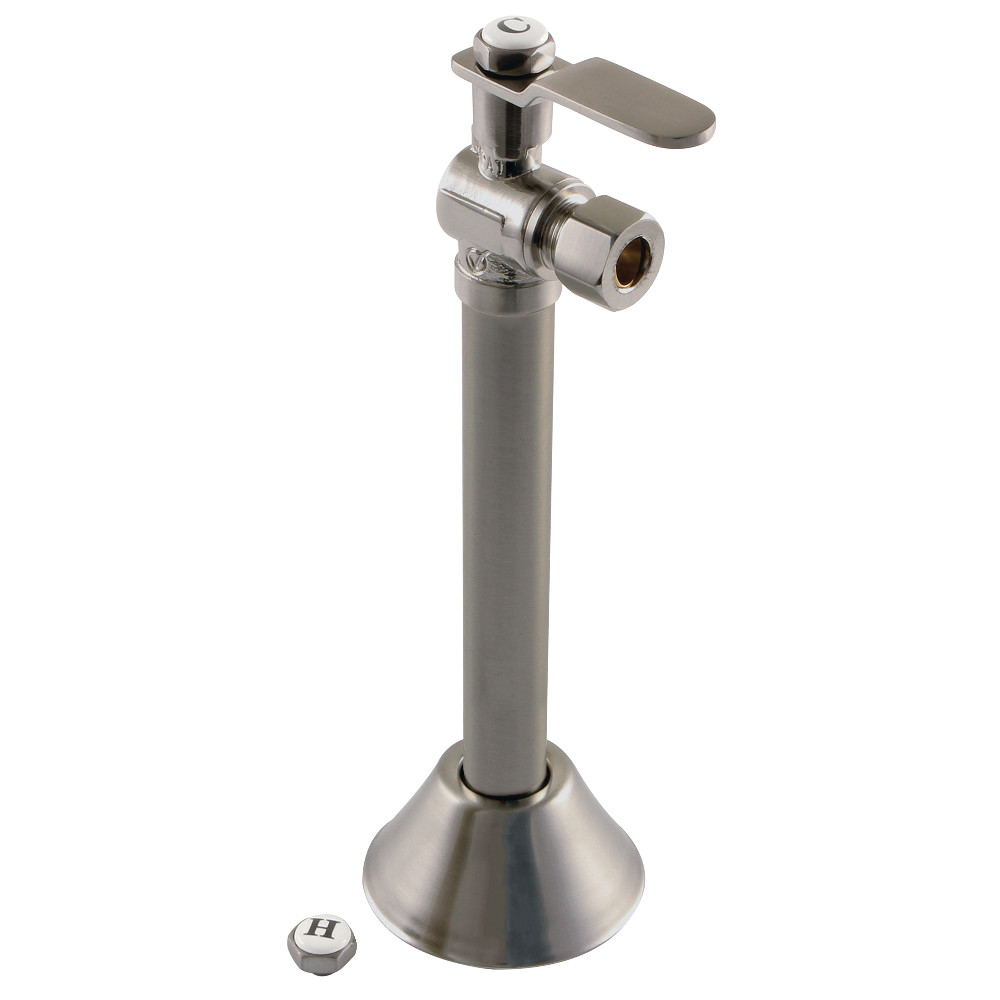 0.5 Sweat x 0.375 in. O.D. Comp Whitaker Angle Stop Valve with 5 in. Extension, Brushed Nickel