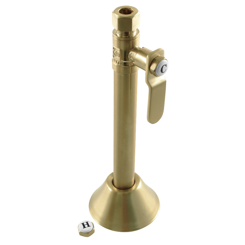 CA8325BB 0.5 Sweat x 0.375 in. O.D. Comp Whitaker Straight Stop Valve with 5 in. Extension, Brushed Brass