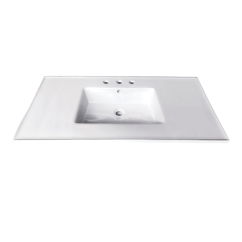 37 in. Fauceture Continental Ceramic Vanity Top - 4 in. 3-Hole, White