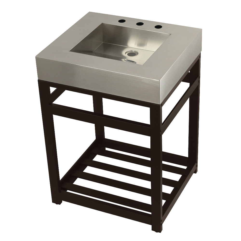 Picture of Kingston Brass KVSP2522A5 25 in. Fauceture Stainless Steel Sink with Steel Console Sink Base, Brushed & Oil Rubbed Bronze