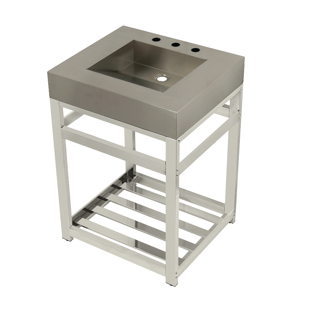Picture of Kingston Brass KVSP2522A6 25 in. Fauceture Stainless Steel Sink with Steel Console Sink Base, Brushed & Polished Nickel