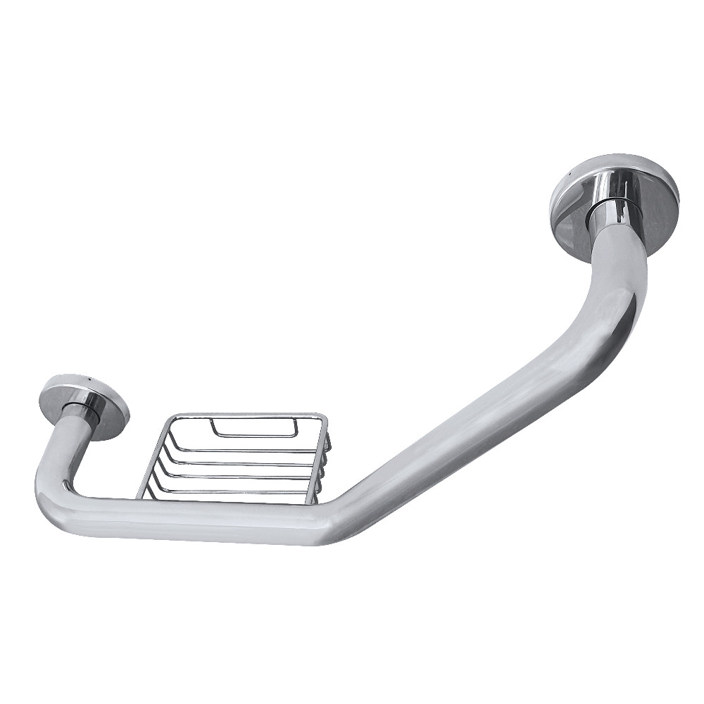 GBS141012CS1 10 x 12 in. Meridian Angled Grab Bar with Soap Holder, Polished Stainless Steel