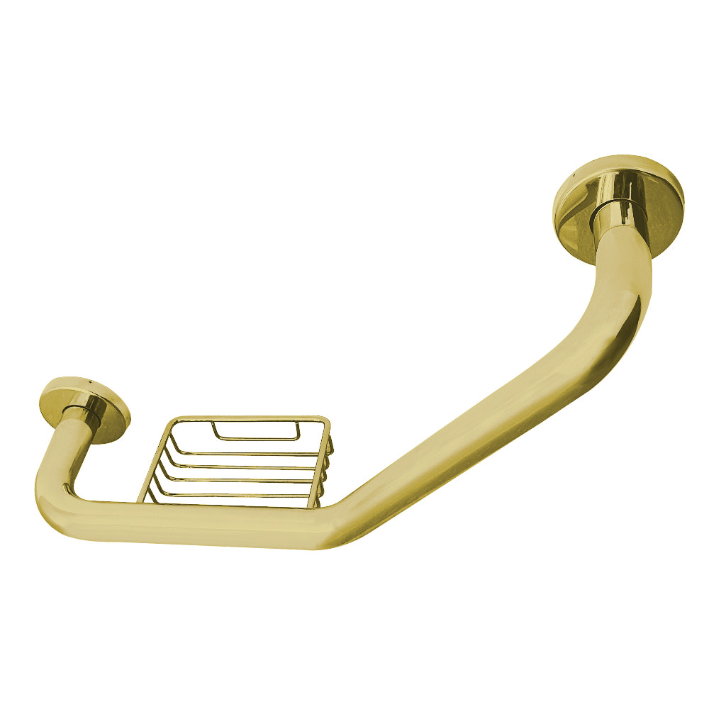 GBS141012CS2 10 x 12 in. Meridian Angled Grab Bar with Soap Holder, Polished Brass