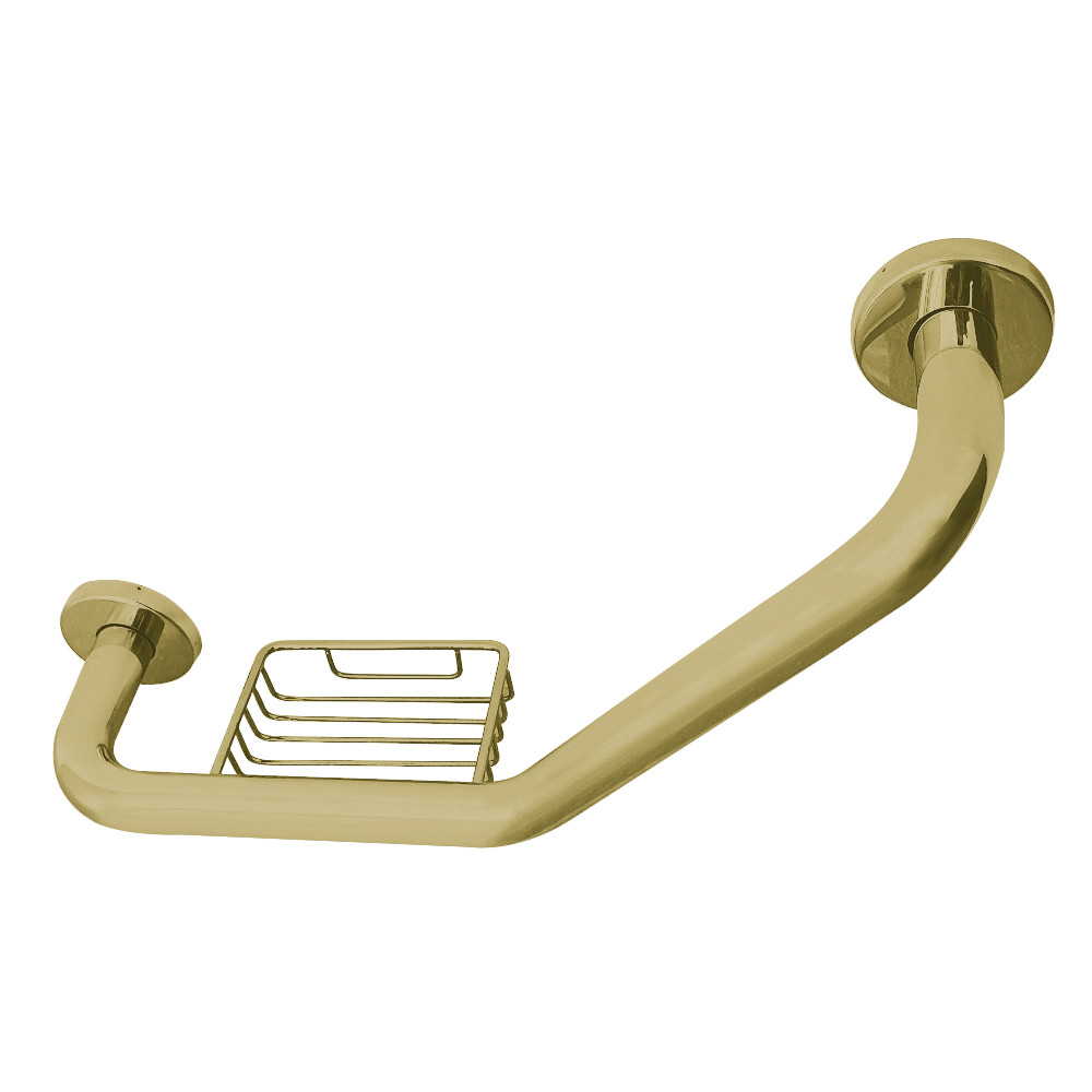 GBS141012CS7 10 x 12 in. Meridian Angled Grab Bar with Soap Holder, Brushed Brass