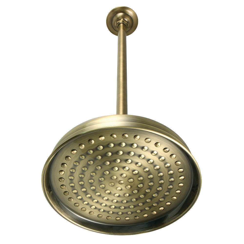 10 in. Showerhead with 17 in. Ceiling Mounted Shower Arm, Antique Brass