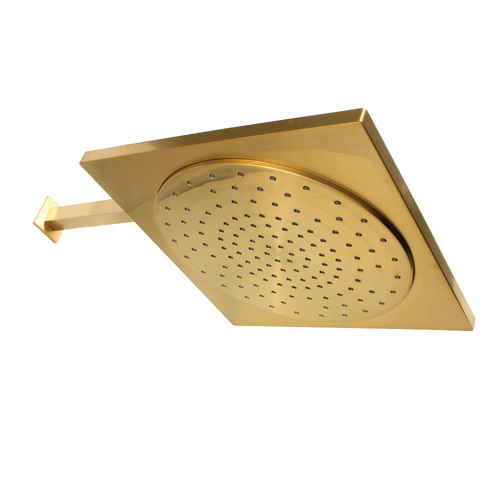 12 in. Claremont Rainfall Square Shower Head with 16 in. Shower Arm, Brushed Brass