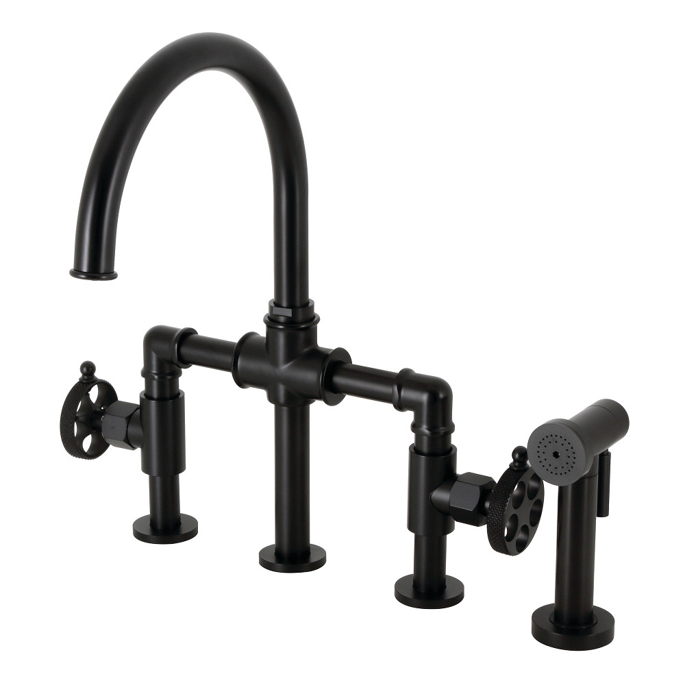 Webb Bridge Kitchen Faucet with Brass Sprayer, Matte Black
