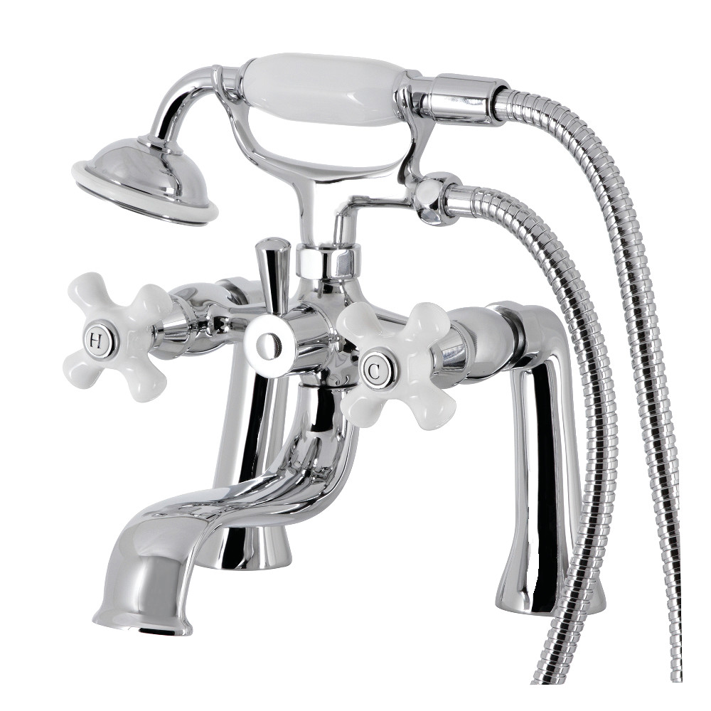 Deck Mount Clawfoot Tub Faucet with Hand Shower, Polished Chrome