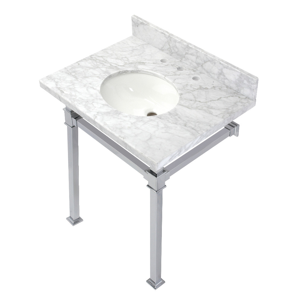 Picture of Kingston Brass KVPB30MOQ1 30 in. Monarch Carrara Marble Console Sink, Marble White & Polished Chrome