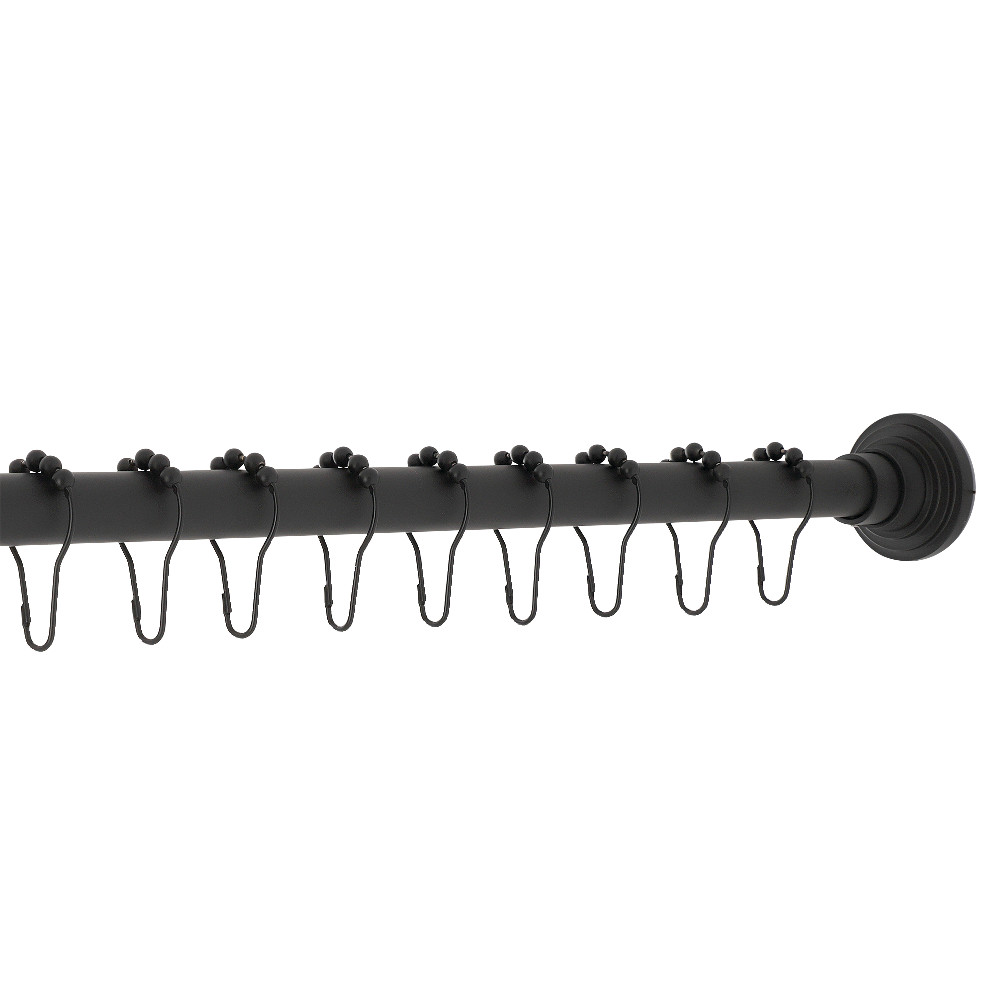 72 in. Edenscape Adjustable Shower Curtain Rod with Rings, Matte Black