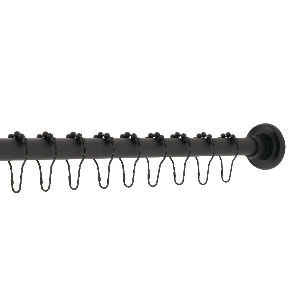 KSR600 72 in. Edenscape Adjustable Stainless Steel Shower Curtain Rod with Rings, Matte Black