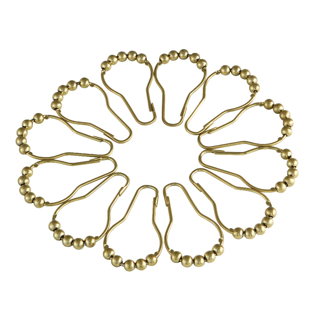 SRCR127 Edenscape Roller Ball Shower Curtain Rings, Brushed Brass - 12 Piece