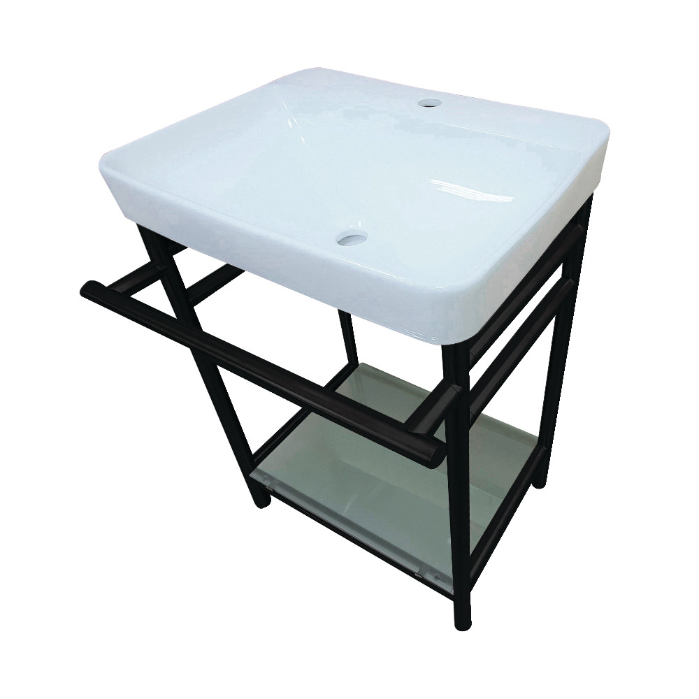Picture of Kingston Brass VPB23180 23 in. Sheridan Ceramic Console Sink - 1-Hole, White & Matte Black