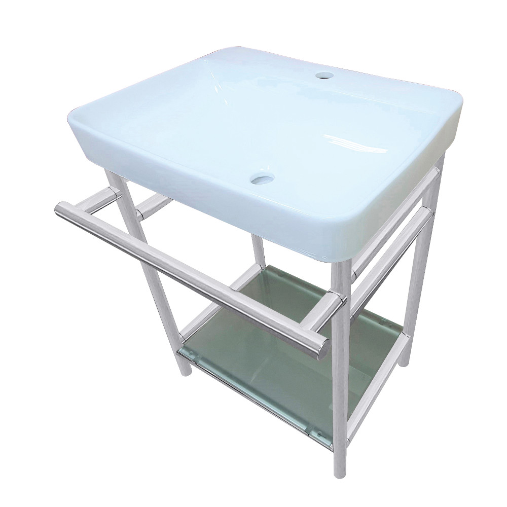 Picture of Kingston Brass VPB23181 23 in. Sheridan Ceramic Console Sink - 1-Hole, White & Chrome