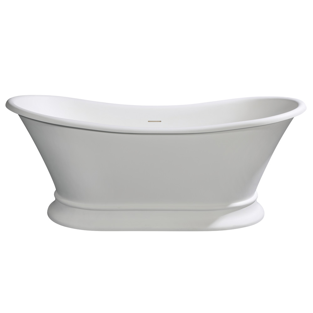 68 in. Aqua Eden Arcticstone Solid Surface Pedestal Tub with Drain, Matte White & Gloss White