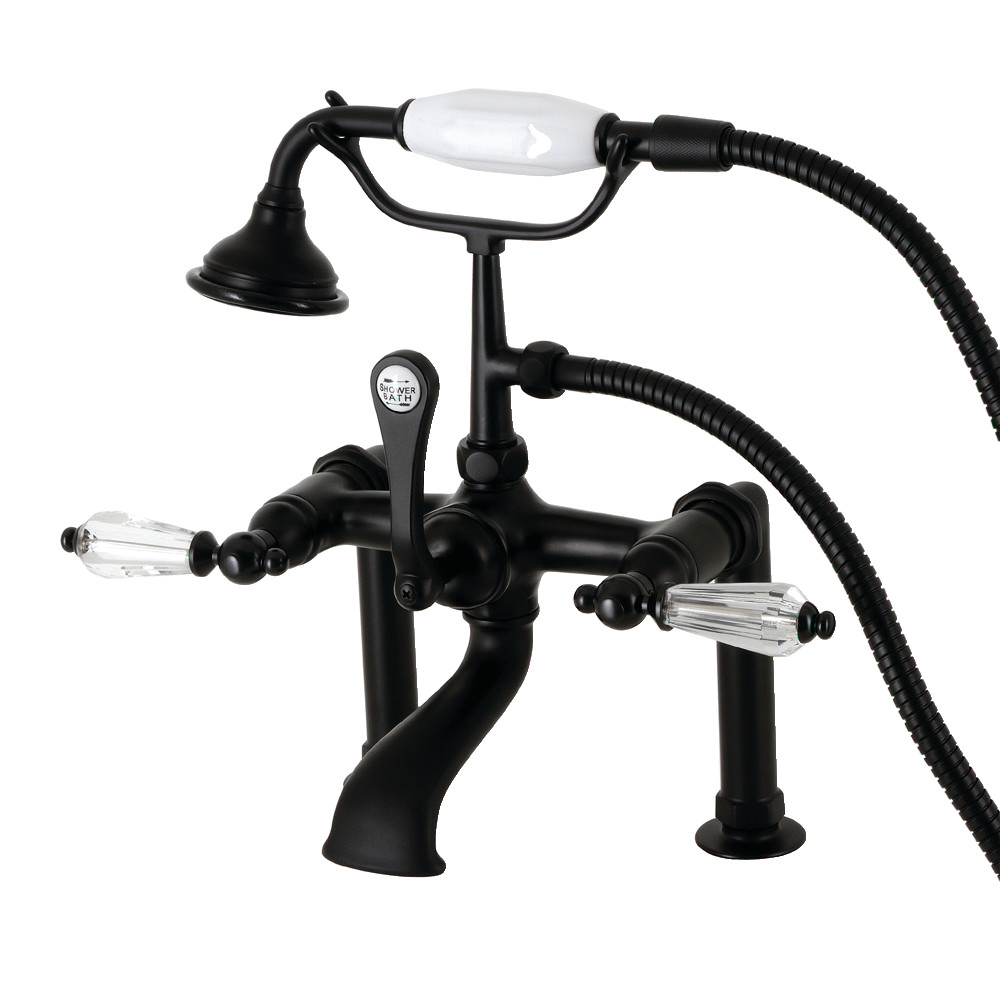 AE103T0WLL 6.63 in. Aqua Vintage Wilshire Deck Mount Clawfoot Tub Faucet, Matte Black