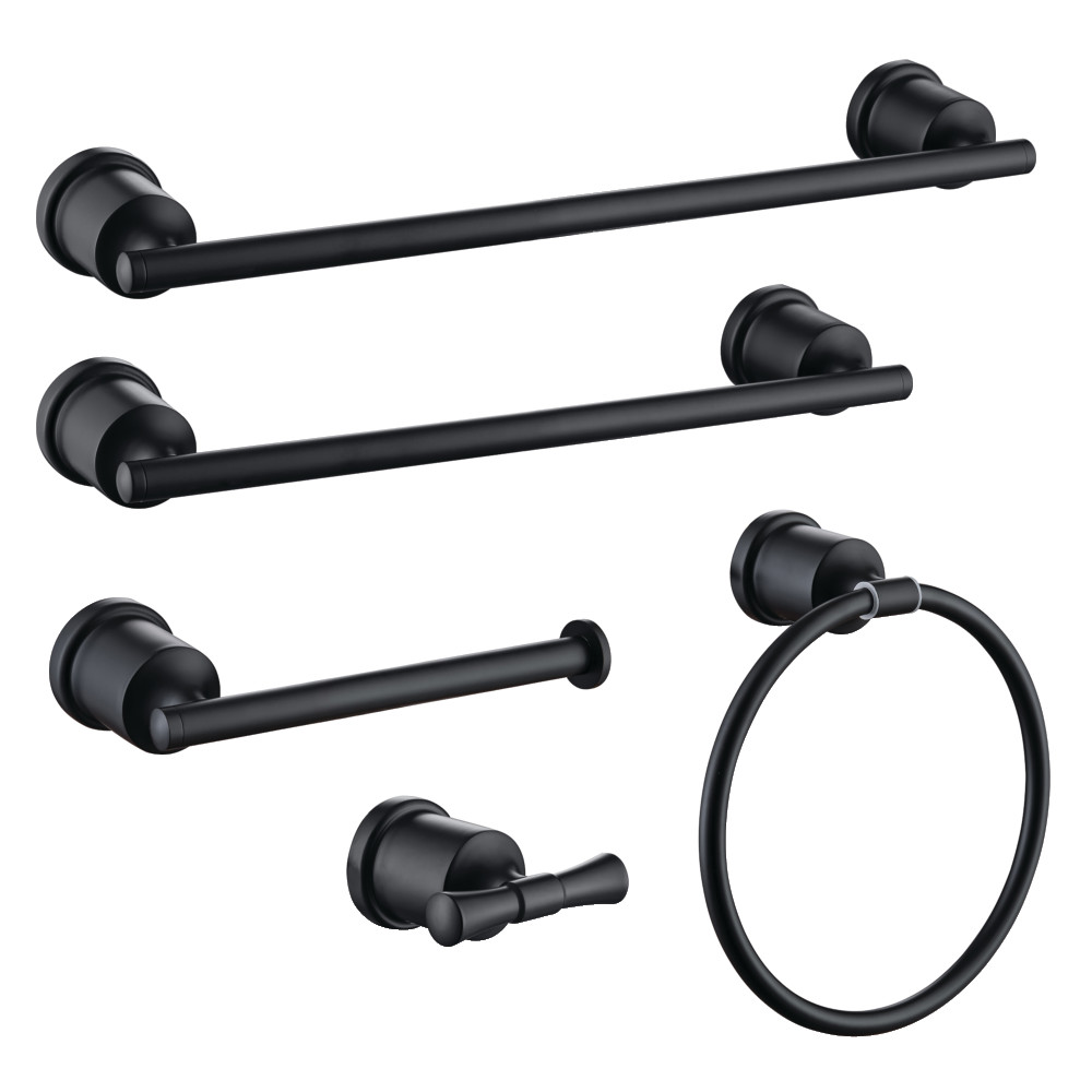 BAHK9112478MB Mathsson Bathroom Accessory Set, Matte Black - 5 Piece