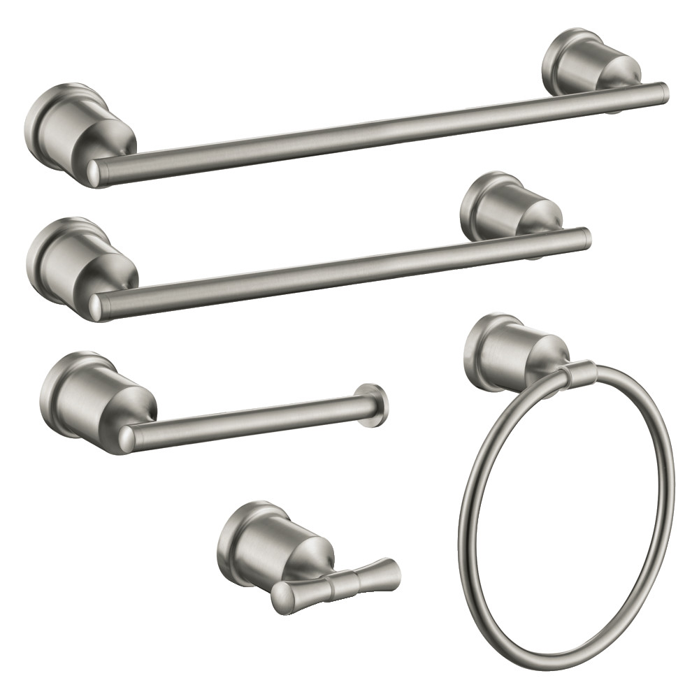 BAHK9112478SN Mathsson Bathroom Accessory Set, Brushed Nickel - 5 Piece