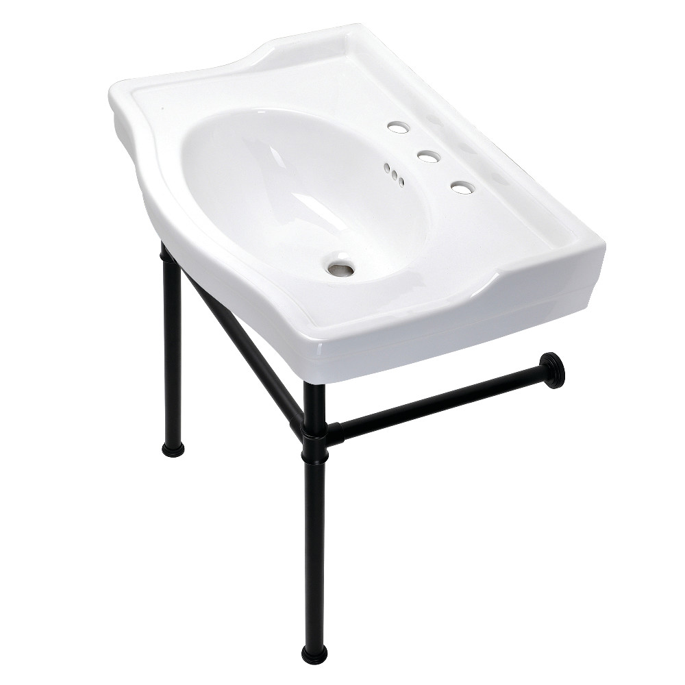 Picture of Kingston Brass VPB33080ST 30 in. Victorian Console Sink with Stainless Steel Legs, Matte Black