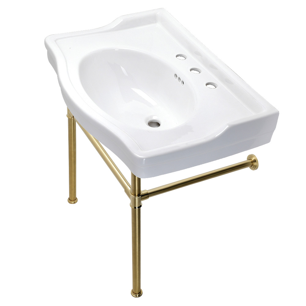 Picture of Kingston Brass VPB33087ST 30 in. Victorian Console Sink with Stainless Steel Legs, Brushed Brass