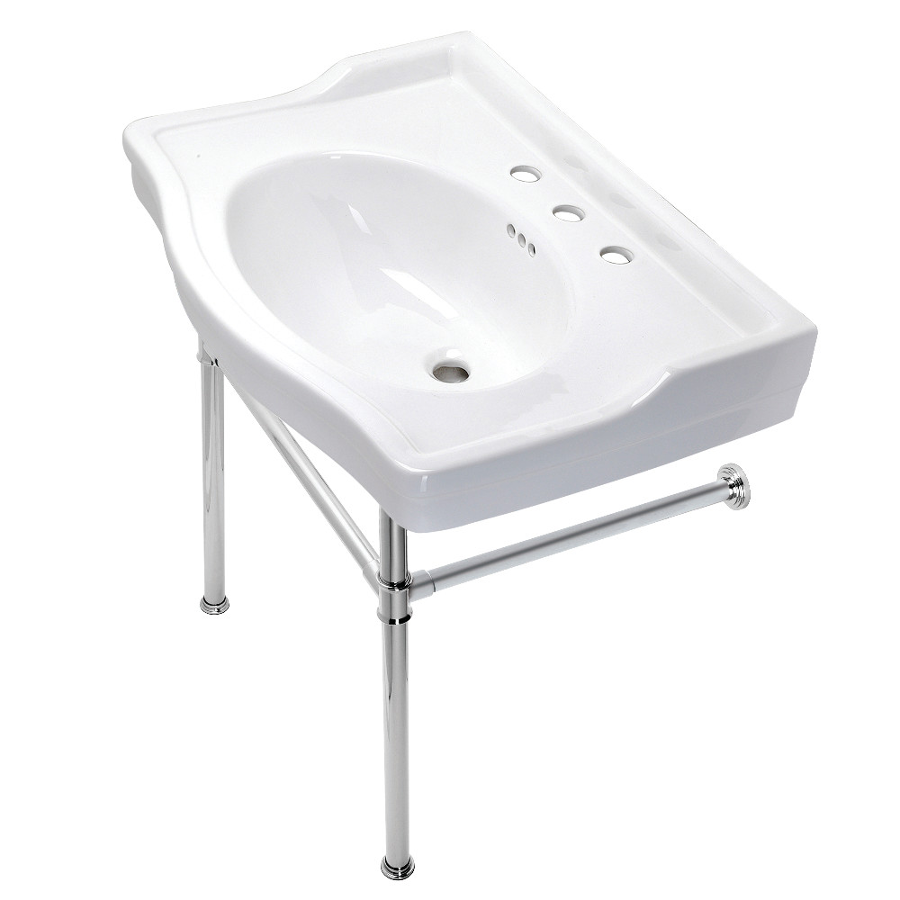 30 in. Victorian Console Sink with Stainless Steel Legs, Polished Chrome