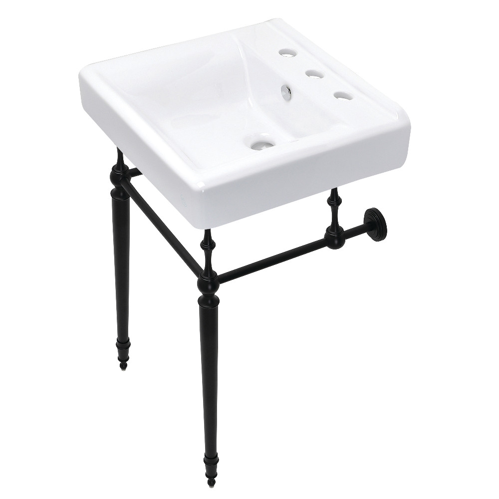 20 in. Edwardian Console Sink with Brass Legs, Matte Black