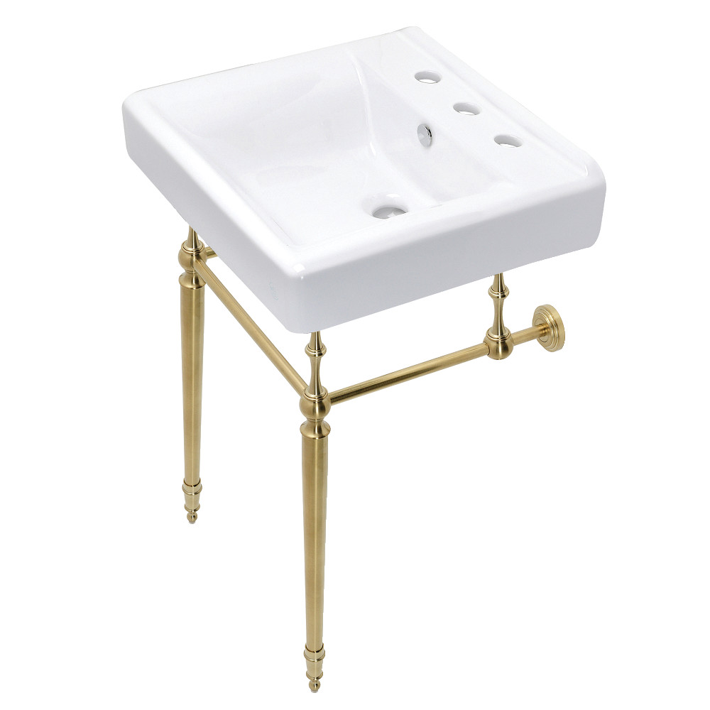Picture of Kingston Brass KVPB2018W87 20 in. Edwardian Console Sink with Brass Legs, Brushed Brass