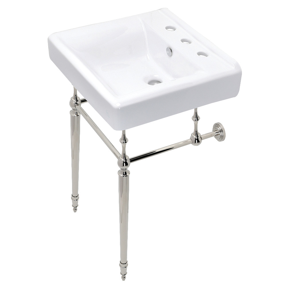 Picture of Kingston Brass KVPB2018W86 20 in. Edwardian Console Sink with Brass Legs, Polished Nickel