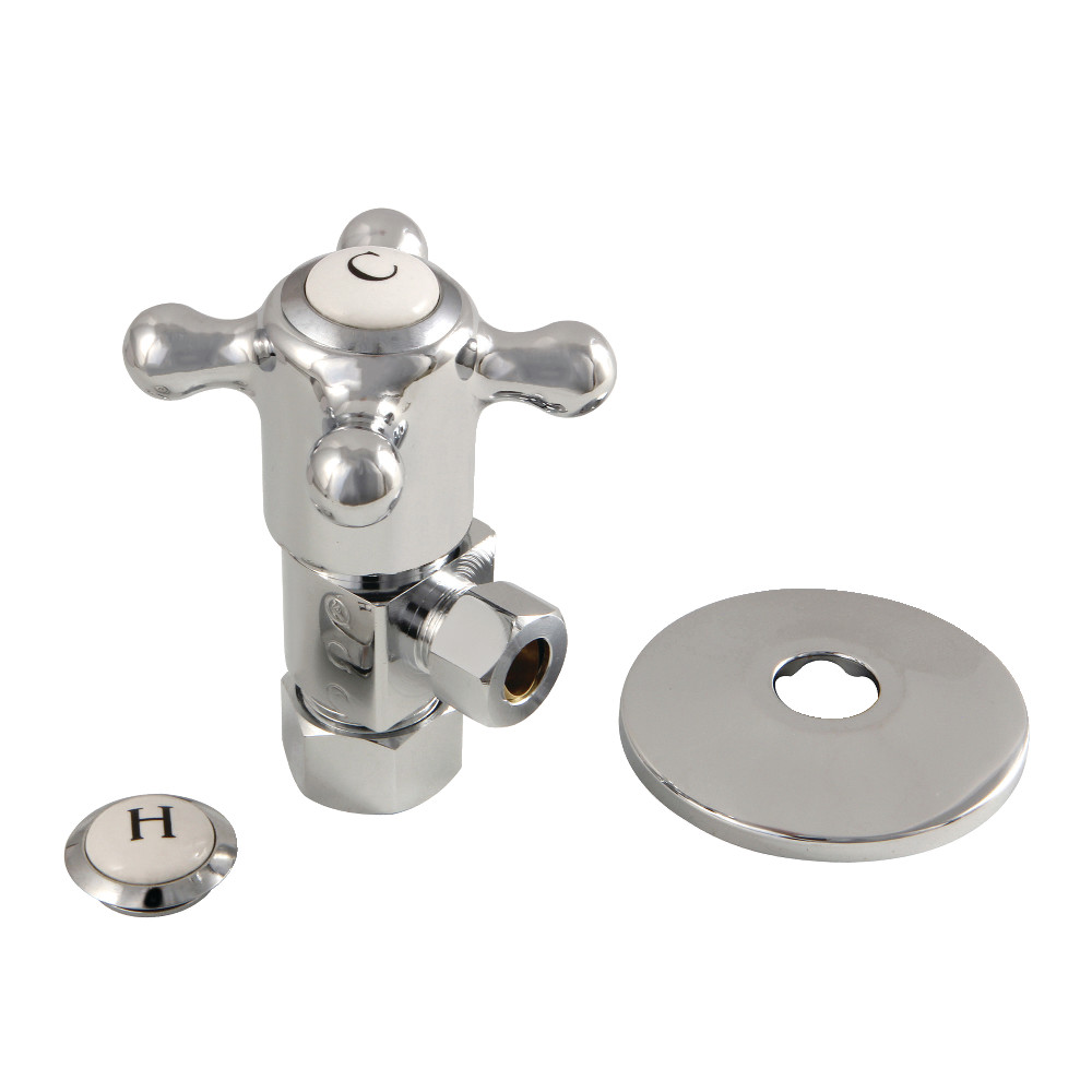 Picture of Kingston Brass CD53301BXK 0.32 x 0.37 in. Dia. Anti Seize Deluxe Quarter Turn Cartridge Angle Stop with Flange, Polished Chrome