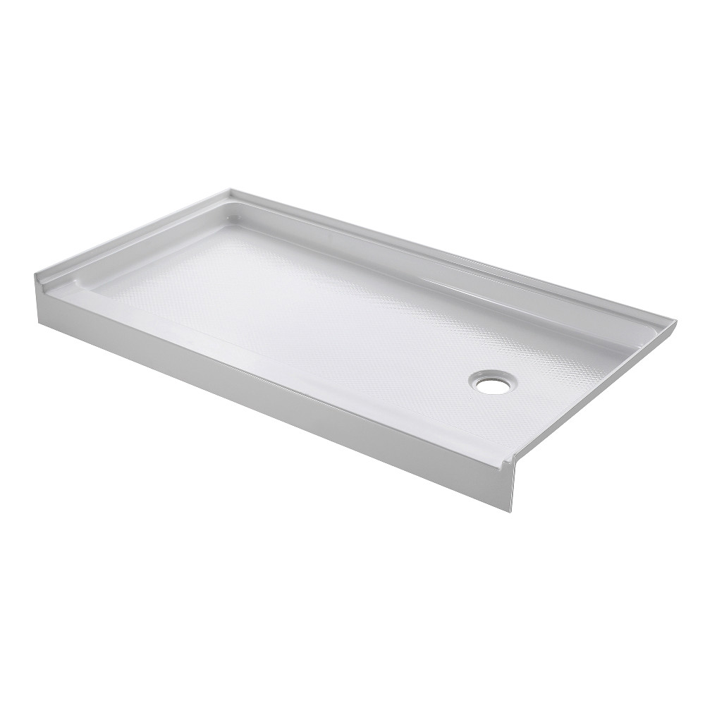 60 x 32 in. Aqua Eden Bonaire Anti Skid Single Threshold Shower Base with Right Drain Hole, White