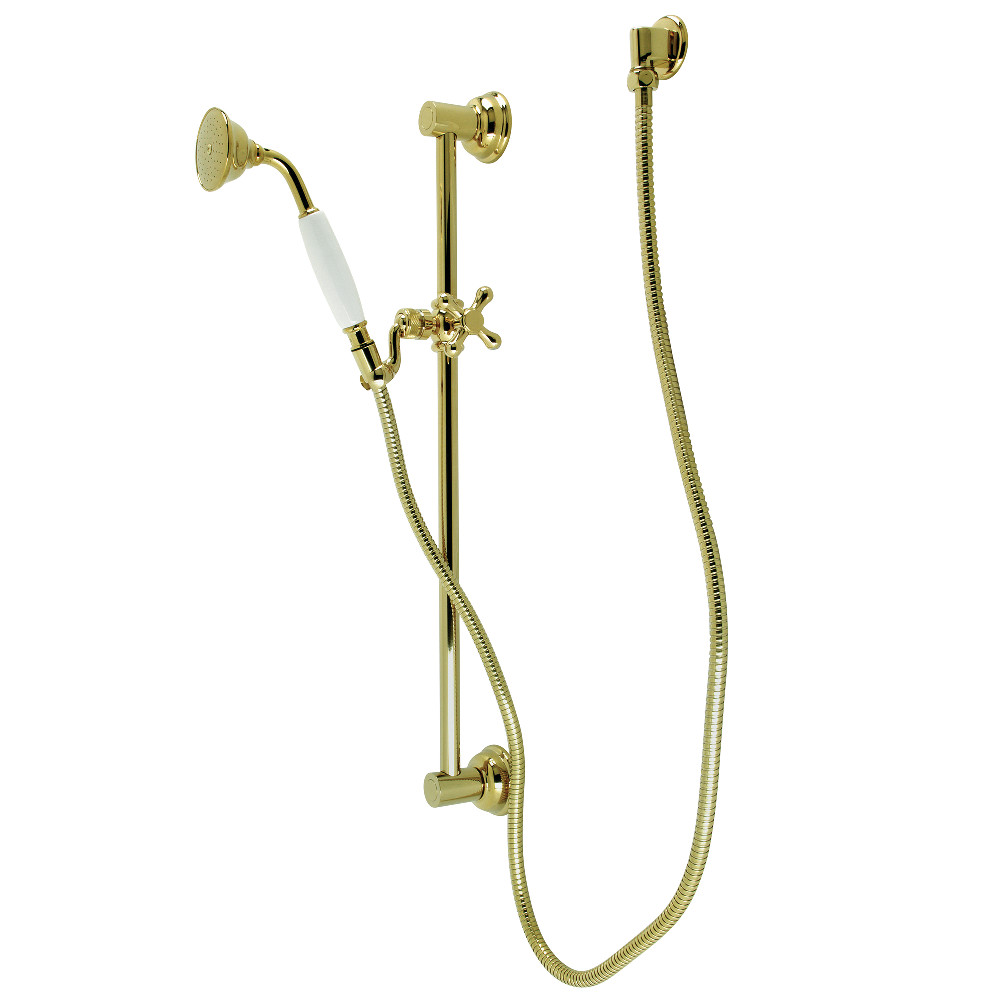 Made to Match Single Hand Shower Combo with Slide Bar, Polished Brass