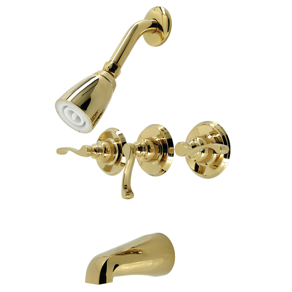 Picture of Kingston Brass KB232FL Royal Three-Handle Tub & Shower Faucet&#44; Polished Brass