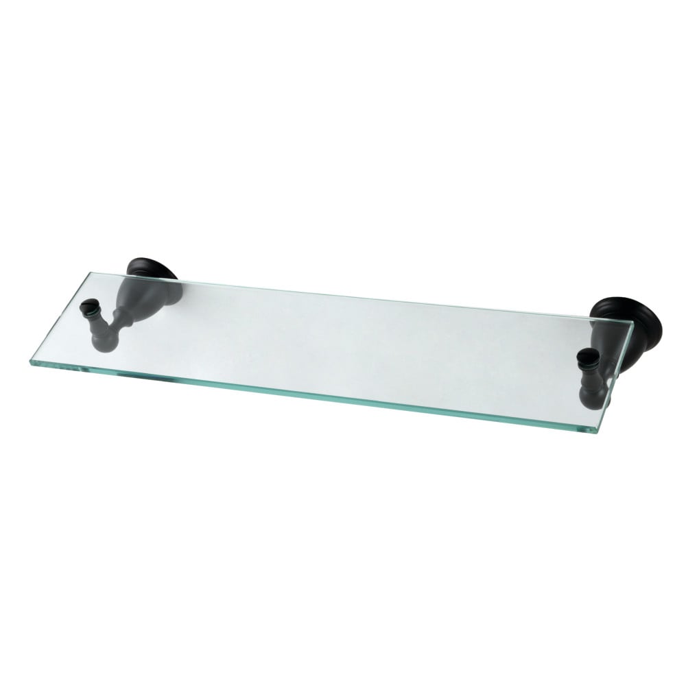 3.06 in. Heritage Bathroom Glass Shelf, Matte Black