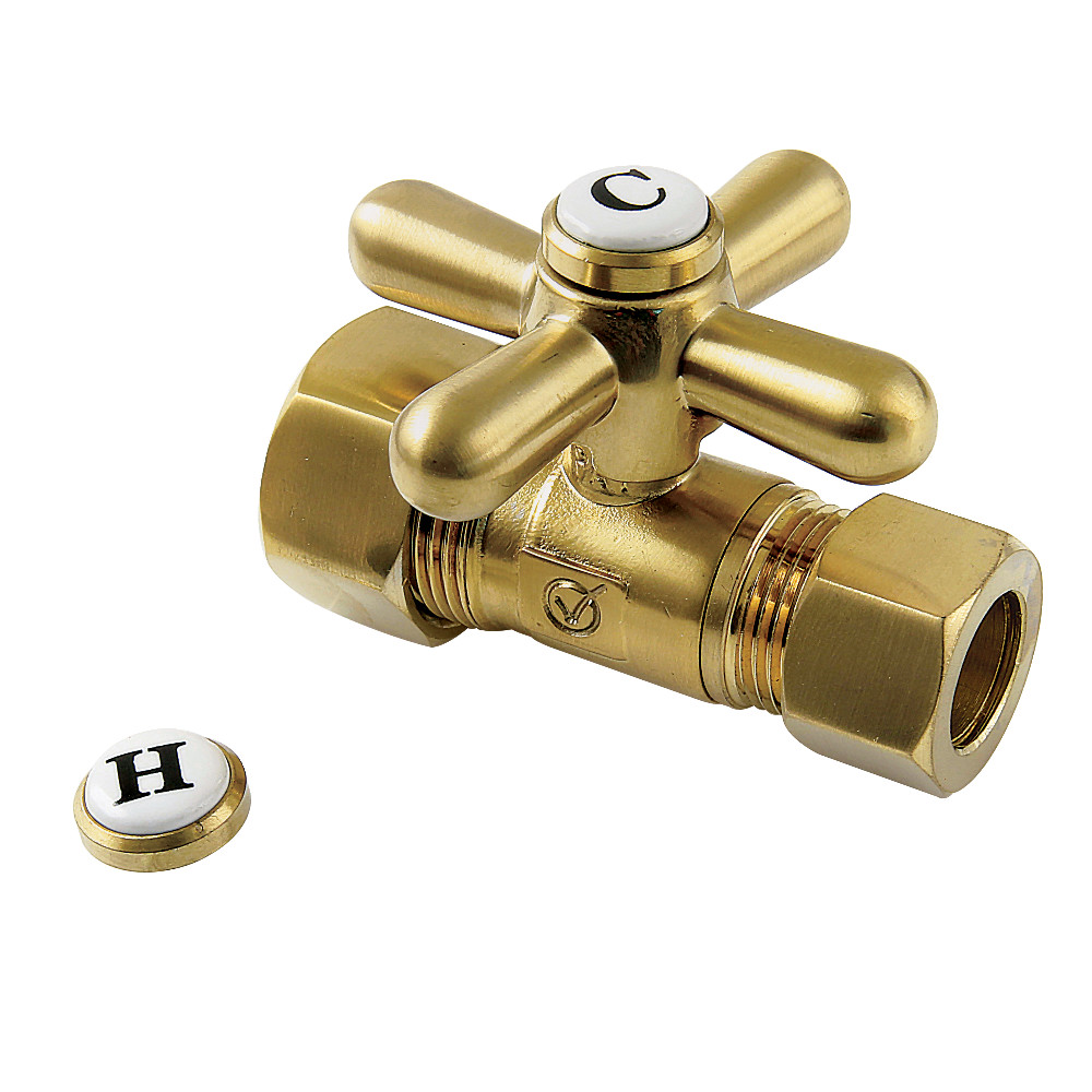 CC44457X 0.62 in. OD Compression x 0.5 in. OD Compression Straight Shut Off Valve, Brushed Brass